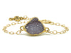 Lavender Druzy - Medium Gold Rolo Link Chain & Cross Charm