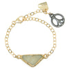 Ivory Druzy - Medium Gold Rolo Link Chain & Peace Charm